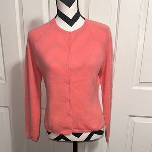 NEIMAN MARCUS Pink Cashmere Button Front Cardigan